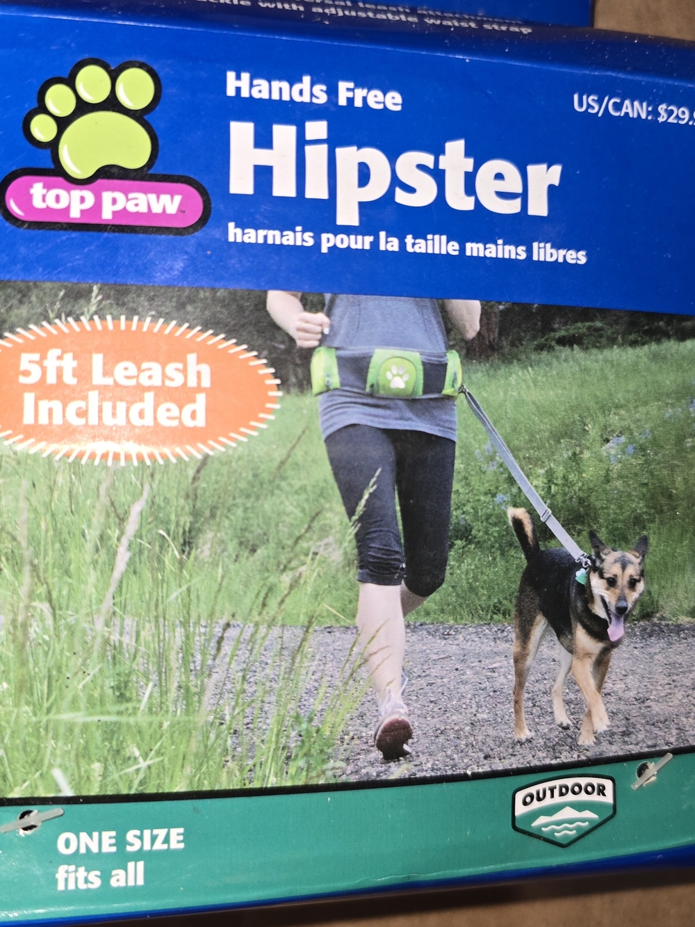 NWT Top Paw Hipster Hands-Free Dog Leash & Waste Bag Holder - Green and Black